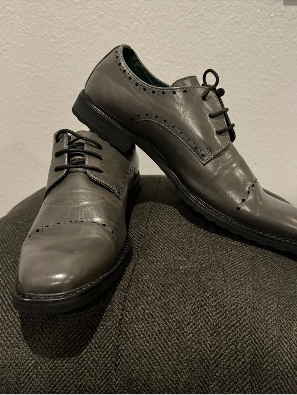 Todd Welsh Gray Leather Cap Toe Oxford Dress Shoes Men’s Size 10